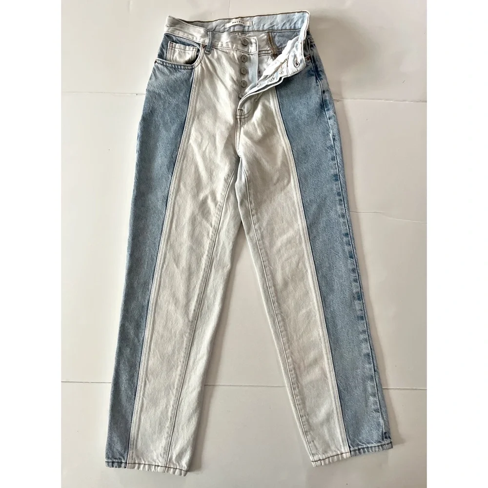 PACSUN Jeans Pants Women’s Size 24 Blue High Rise Straight Leg Button Closure - Picture 1 of 14